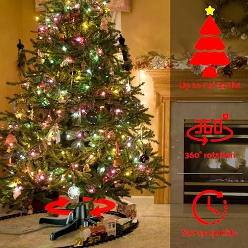 360 Degree Rotating Christmas Tree Stand, Versatile Electric Artificial Tree Base Stand, Suitable for Trees Up to 7.5 Feet and 80 Pounds