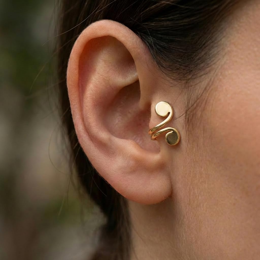 15mm & 10mm Keloid Pressure Earring Set for Women and Men | Clip on Compression Earrings for Swelling | Acupressure Earrings for Her (Acupressure Gold & Black)