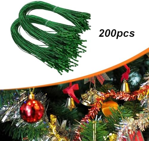 200 Pieces Christmas Hooks Ornament Hang Ropes Snap Lock Precut Strings for Decoration Polyester Material Suitable for Holiday Gatherings Tree, Green