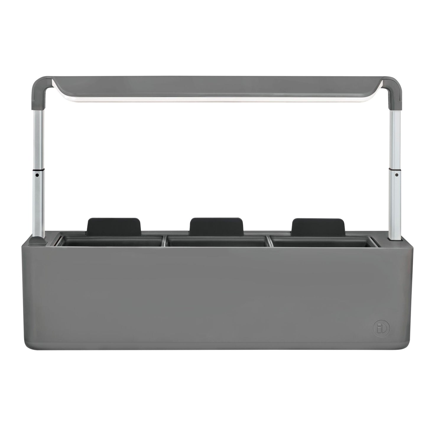 iDesign Countertop Self-Watering Plant Pot Center with Grow Light and 3 Plant Pots, Charcoal