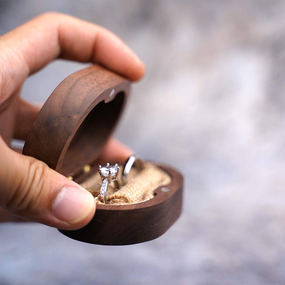 molchagar Ring Box for Wedding Ceremony, 2 Slots Ring Box, It Was Always You Commitment of Love Engraved Wooden Ring Holder for Engagement, Propose, Lover's Birthday Jewelry Gift Box…