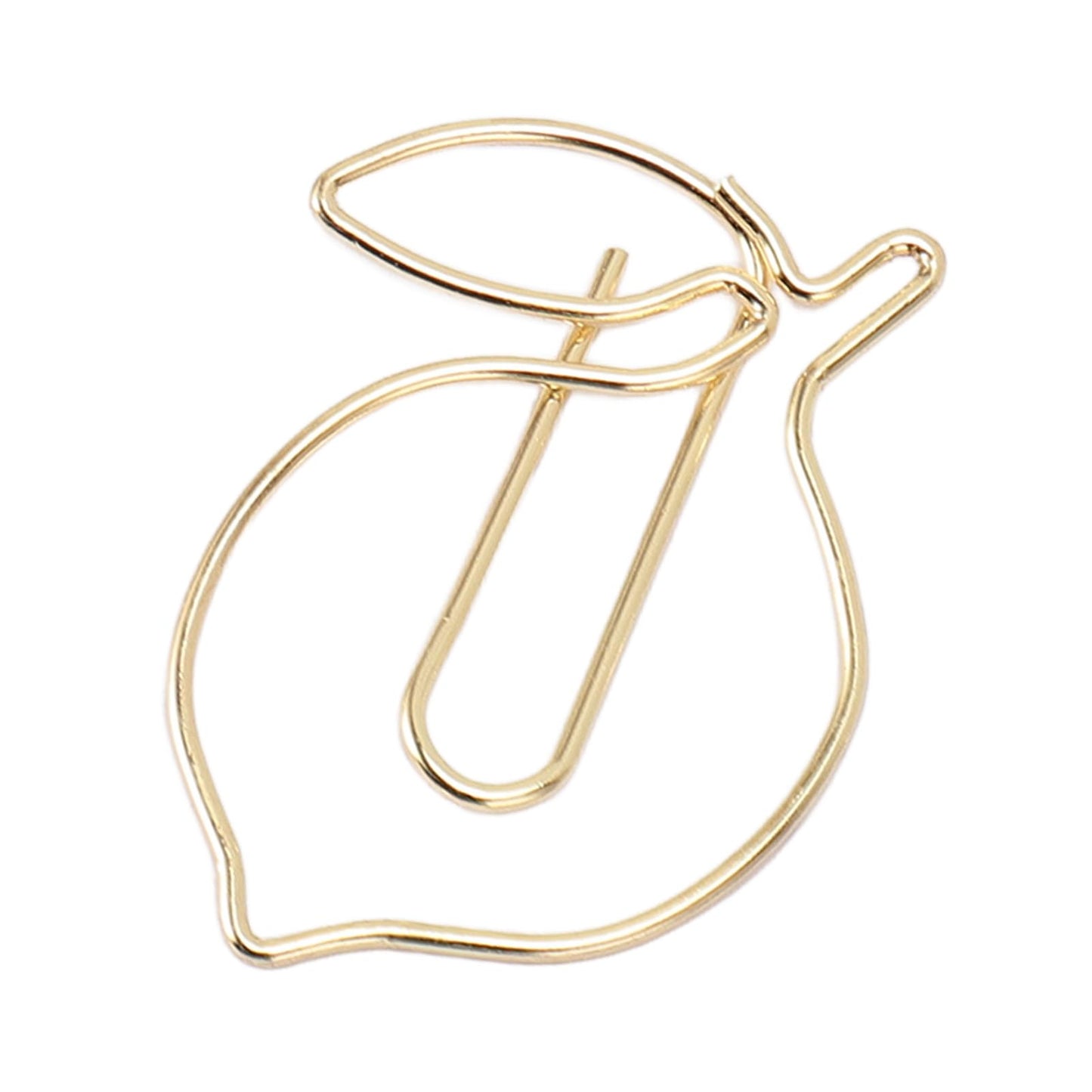Decorative Lemon Shaped Metal Paper Clips, 100 Pieces with Storage Box, Small Size for Office, Planner, Scrapbooking