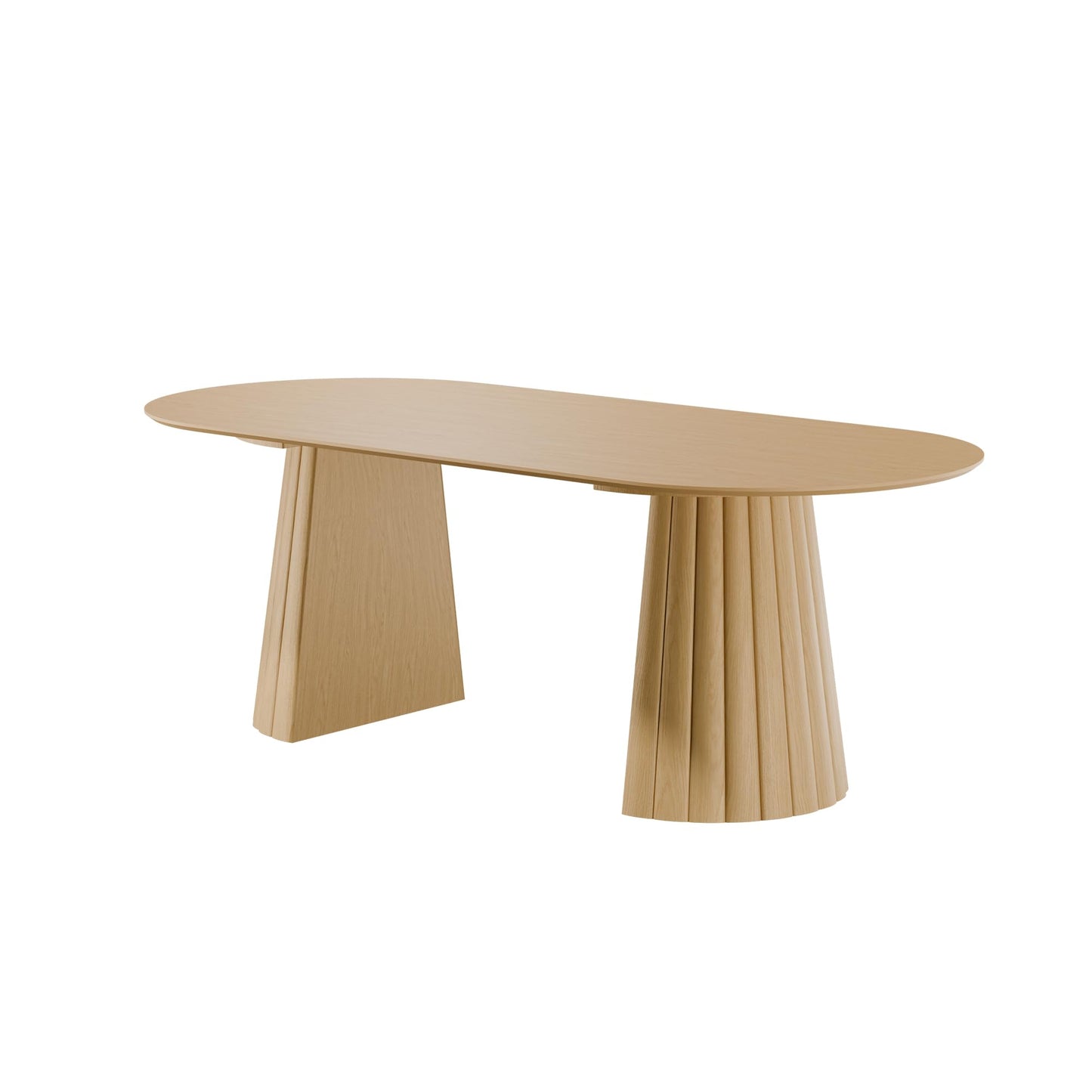 Casaphoria 79" Oval Dining Table, Modern Wood Kitchen Table with Cone Shaped Stripe Convex Base for Living Room & Dining Room, Easy Assembly Farmhouse Furniture for 6-8, Oak