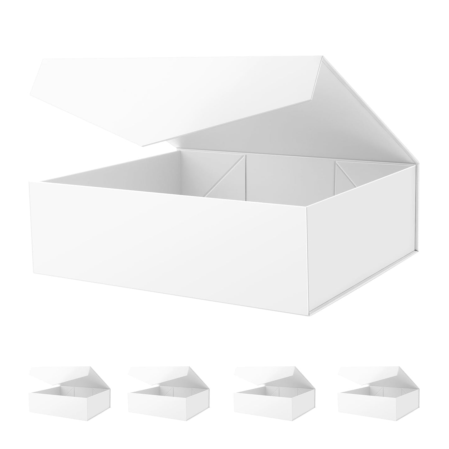 JINGUAN Extra Large Gift Boxes with Lids - 16.3x14.2x5 Inches, White, Magnetic, Bridesmaid Boxes for Clothes and Large Gifts (Matte White)