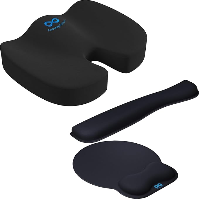 Everlasting Comfort Ergonomic Mouse Pad and Seat Cushion Bundle - Enhance Productivity and Posture at Work