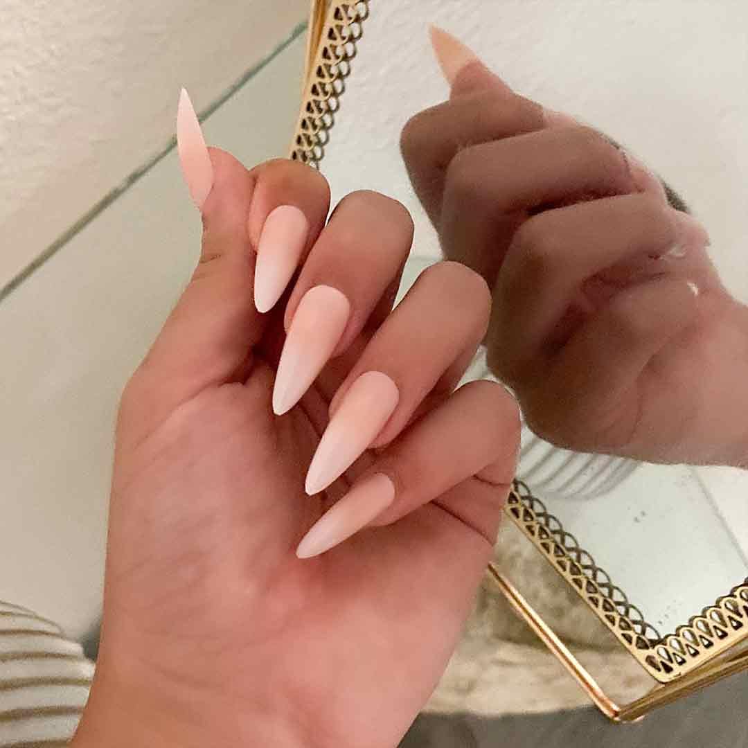 FRENCH KISS Press-On Nails by Lavaa Beauty | Long Stiletto | French Ombré Tip Stiletto Nails