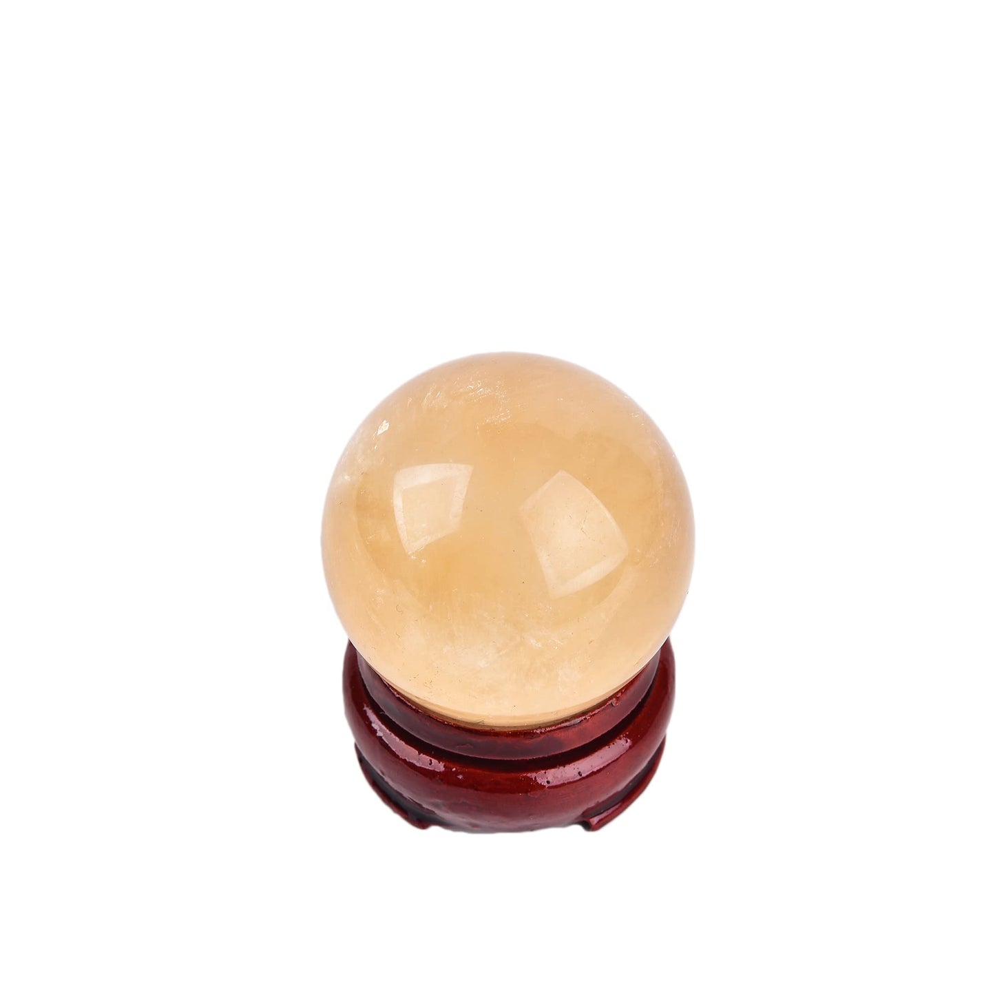 JIC Gem 2inch Natural Orange Calcite Healing Quartz Crystal Sphere Gemstone Ball with Wood Stand for Fengshui Healing and Decoration