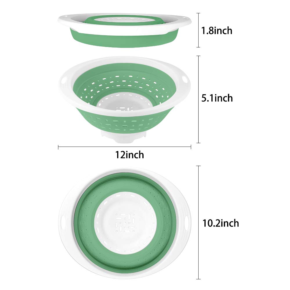 QiMH Collapsible Colander and Strainer, 5 Quart(1.25 gal) BPA Free & Dishwasher-safe Silicone Foldable Strainer, Heavey Duty Kitchen Drainer Basket for Pasta, Veggies and Fruits