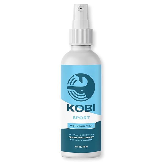 Kobi Natural Foot Deodorant Spray - No More Stinky Kid Feet - Eliminates Foot & Shoe Odor - Kid-Safe Ingredients - Mountain Mint