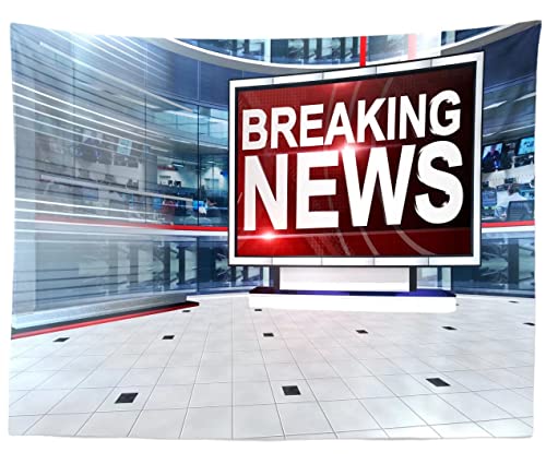 BELECO 12x10ft Fabric News Broadcast Backdrop - TV Breaking News & Conference Backdrop - Journalist Portrait Photo Props - size: 12x10FT