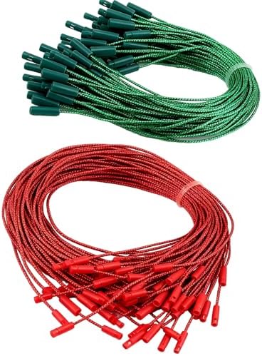 Christmas Ornament Hangers String 200Pcs Ribbon Ornament Hook Rope Pre Cut String with Clip Locking for Hanging Decors Pre Cut Holiday Cord