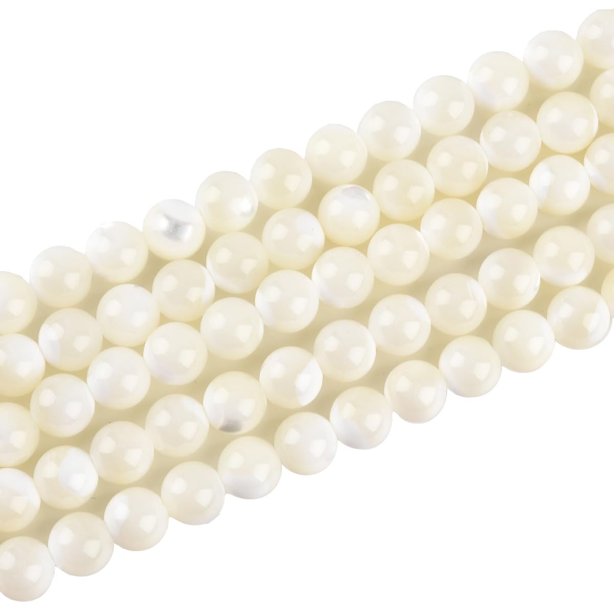 6mm Natural Mother of Pearl Shell Beads Round Gemstone Loose Beads for Jewelry Making (58-65pcs/strand)
