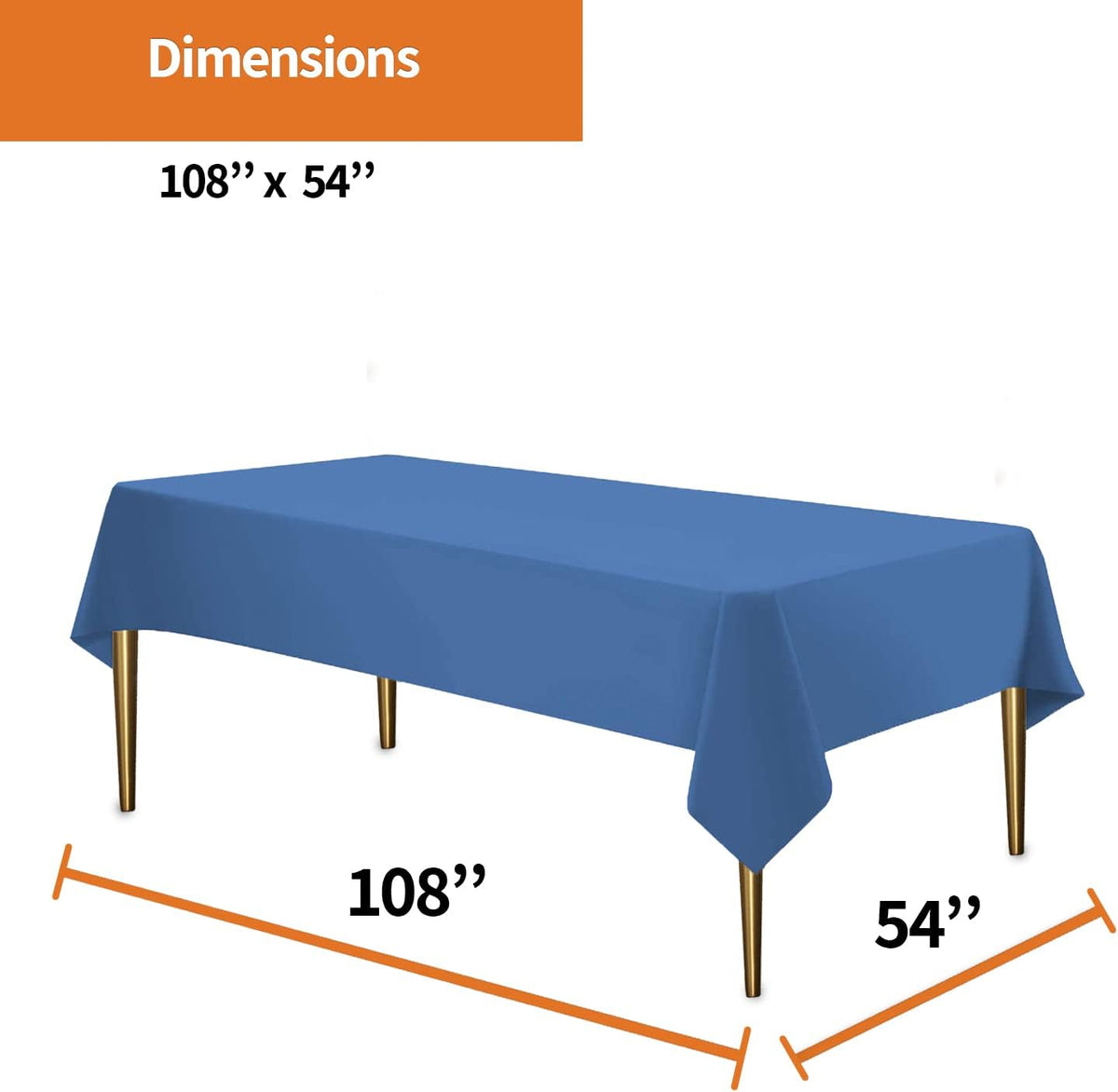 Blue Disposable Plastic Tablecloth for Rectangle Tables (12 Pack) Premium Decorative Table Cloths for Parties, Events & Weddings, Indoors & Outdoors, 54 x 108 inches, Plastic Table Cover