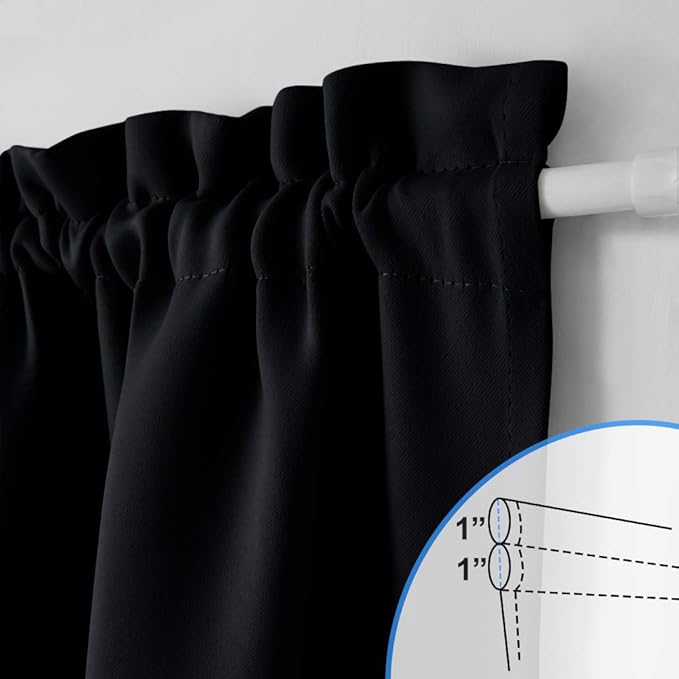NICETOWN Privacy Door Curtain Panel - Practical Thermal Insulated Thick Blackout Drapery and Drape for French Door/Patio/Sidelight (54W by 72L Inches, Black, 1 Panel)