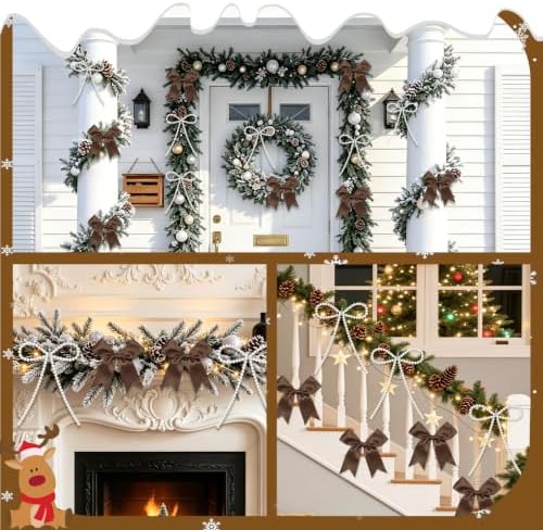 18 Pcs Pearl Bow Ornaments for Christmas Tree Toppers Decorations