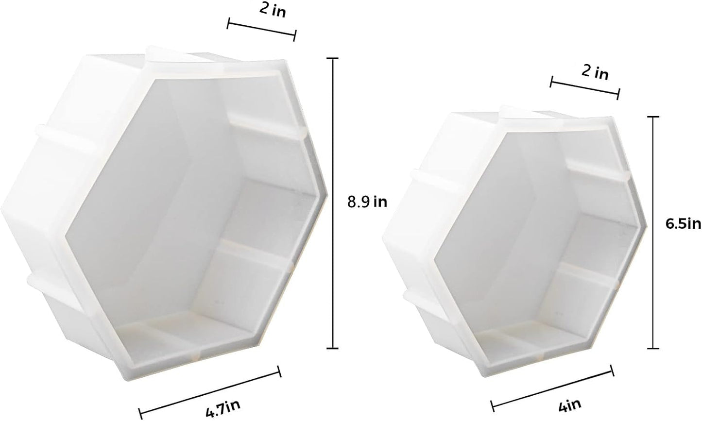 2 Pcs Large Silicone Molds for Resin 9 inch 7inch Hexagon Silicone Molds, Hexagon Deep Resin Mold for Epoxy Resin, Silicone Molds for Flowers Bouquet Preservation