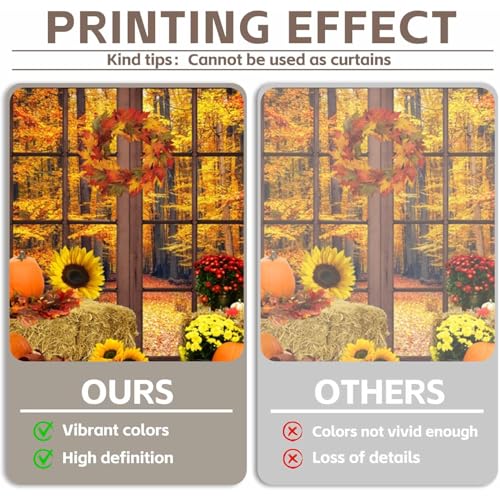 Leowefowa 12x10ft Vinyl Fall Window Backdrop Autumn Forest Pumpkin Photography Background Thanksgiving Party Decorations Baby Shower Birthday Party Background Photo Booth Props - size: 12x10ft