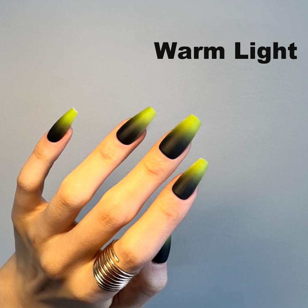 Redykat 24PCS Medium Coffin Matte Press On Nails, Salon Quality Nail Art, Black and Green Acrylic False Nails, Neon Green Fake Nails, Home Quick Manicure (Punk Neon)