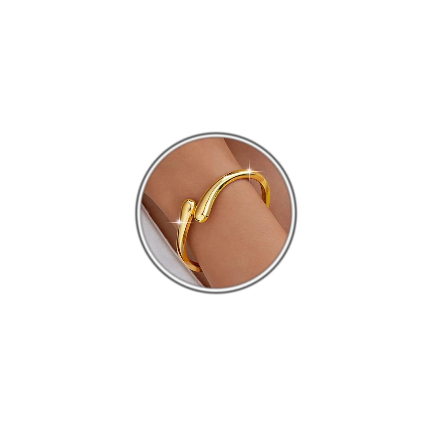 Hcrohihit Chunky Thick Cuff Bangle Bracelet for Women,Minimalist Adjustable Open Cuff Bracelet and Ring Collar Set,Polished Statement Cuff Bangle,Fashion Jewelry (A Gold)