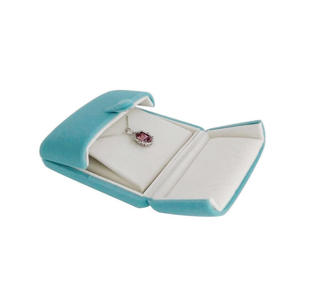 Svea Display Aqua Packaging Case Premium Velvet Jewelry Gift Box Double Layer Function Necklace Earring Combo (Jewelry not included)