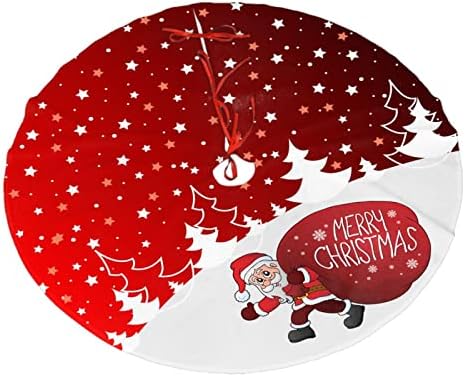Christmas Tree Skirt Red Xmas Tree Ornaments for White Soft Plush Christmas Tree Mat with Snowy Pattern for Decorations Holiday Party 36 inches