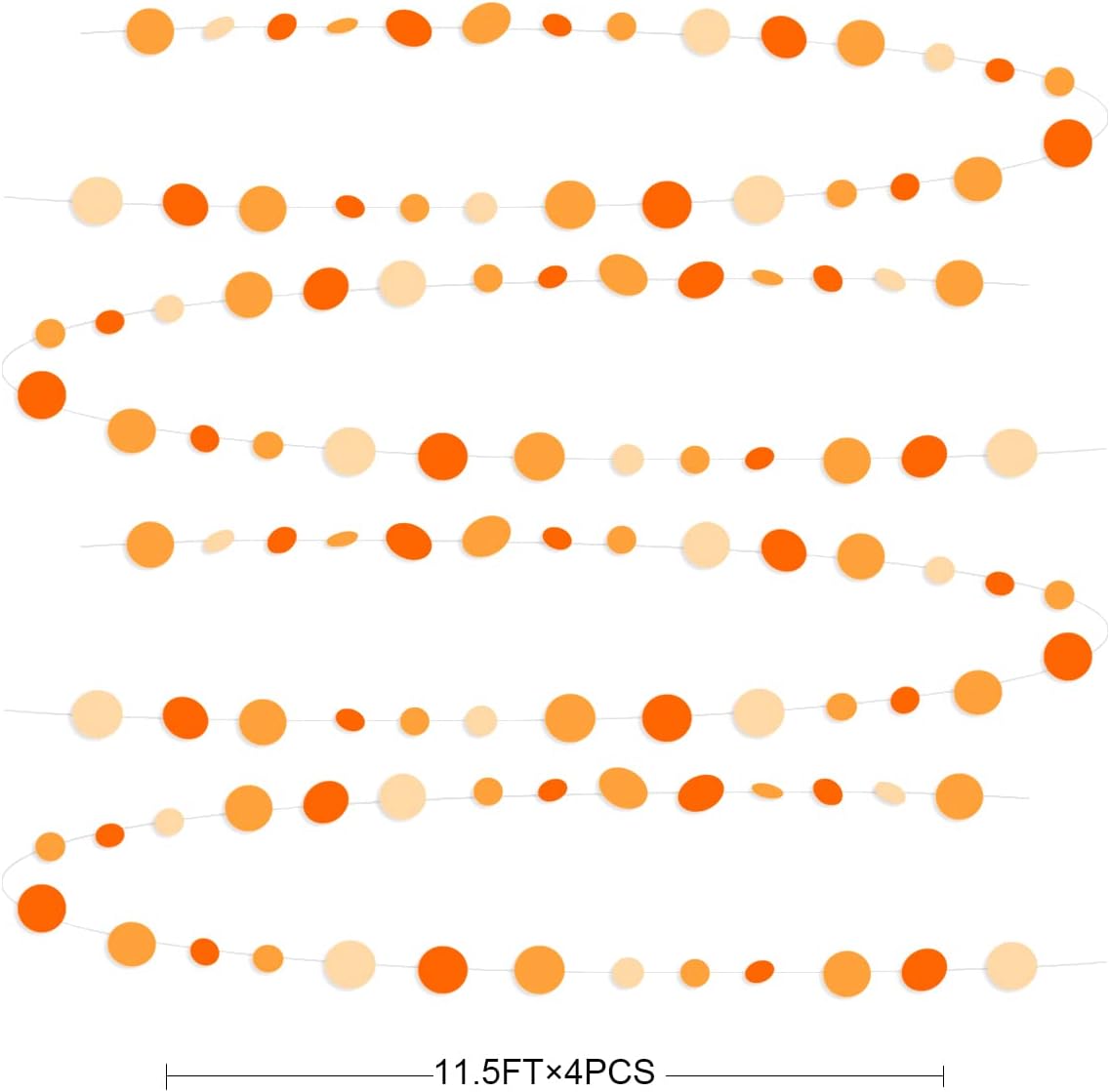 46 Ft Thanksgiving Fall Autumn Circle Dots Garland Gradient Orange Polka Dot Hanging Paper Streamer for Orange Wedding Bridal Shower Birthday Baby Shower Engagement Harvest Party Decorations Supplies
