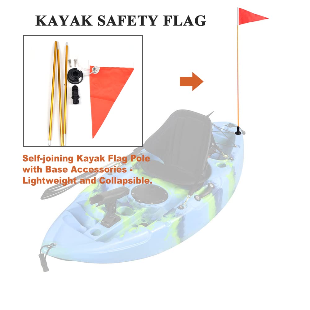 RANDDER 4ft Kayak Flag Track Mount Safety Flag Easy Installation with Stable Base, Visibility Kit for Boat Canoe Yacht Dinghy DIY Accessories