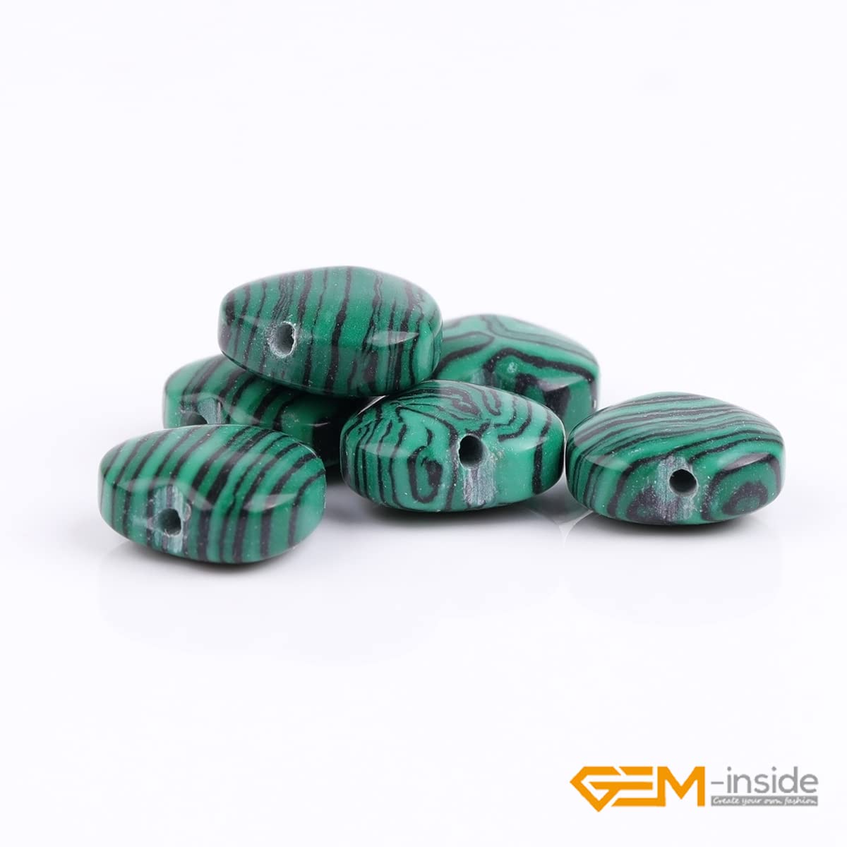GEM-Inside 10mm Heart Charms Green Fake Malachite Beads for Jewelry Making Full 15" Strand Power Energy Healing Chakra Stone Beads