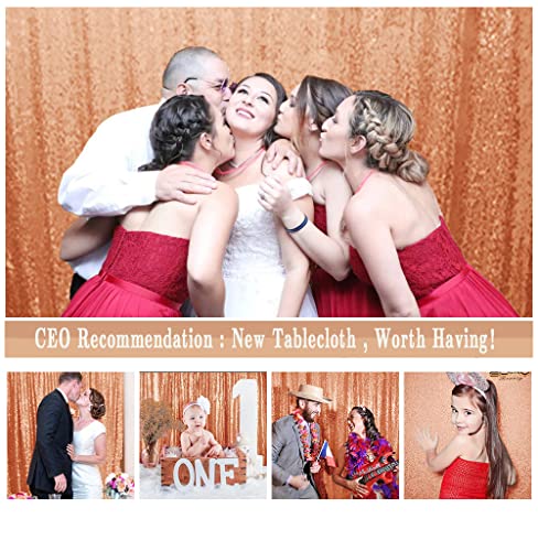 ShinyBeauty Rose Gold Sequin Backdrop 7FTx7FT Photo Booth Backdrops Wedding Curtains Rose-Golden Sequin Fabric Backdrop Glitter Drapes for Baby Party Birthday Background - color: Rose Gold, size: 7FTx7FT