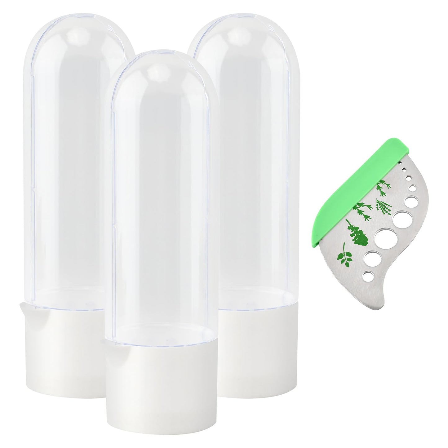 Cramelith 3PCS Herb Keeper for Refrigerator + Herb Stripper, Cilantro Container for Fridge, Vegetable Preservation Bottle for Cilantro, Mint, Keeps Greens Fresh for 2-3 Weeks