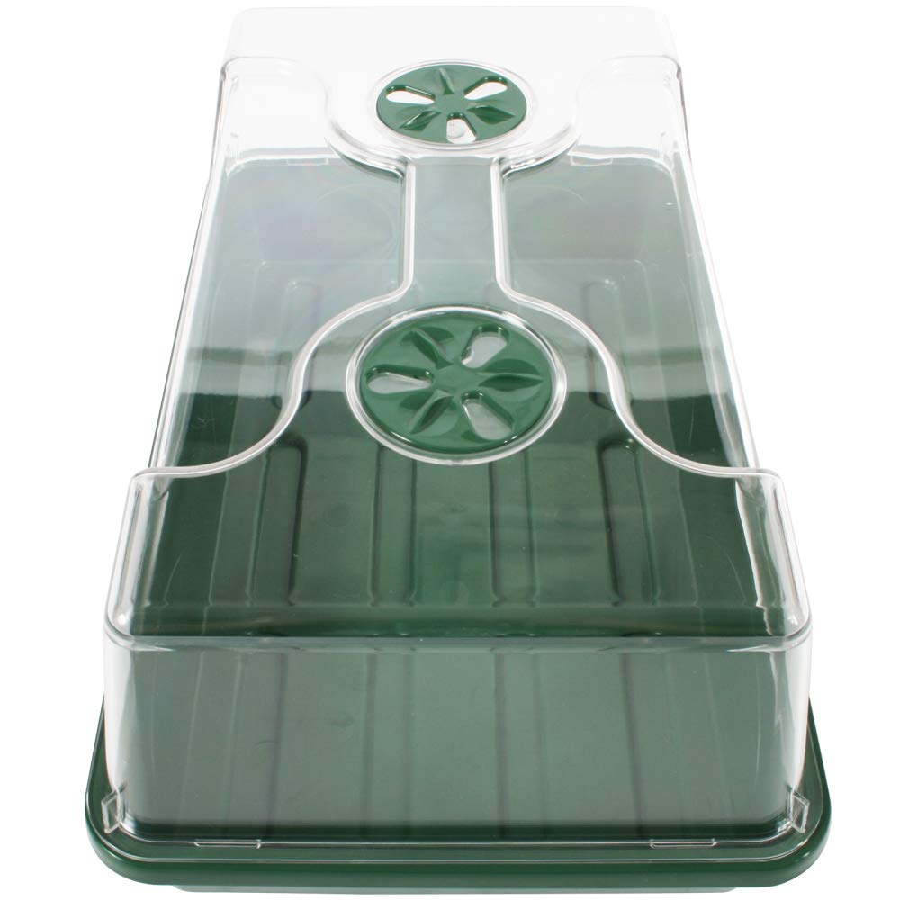 EarlyGrow 70738 Medium Domed Propagator, 15" x 9" x 7", Black/Dark Green