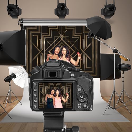 12x8ft Theme Backdrops for Photography Black and Golden Retro Texture Background Luxury Party Crazy Carnival Happy Birthday Party Portrait Booth Photo Studio Video Shooting Props - size: 12x8ft