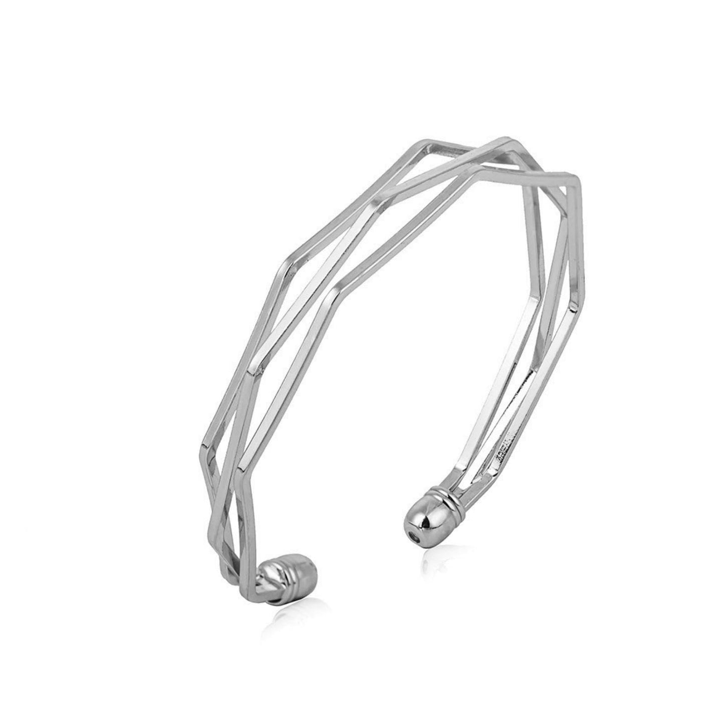 Handmade 925 Sterling Silver Bangle Bracelets For Women Geometric Hollow Bangles Irregular Wide Band Chunky Bangles Adjustable Open Cuff Bangle Bracelets For Women Stackable Wrap Bangle Bracelets Gift