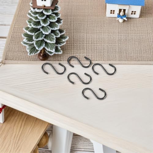 POPETPOP 100pcs Mini S Shape Iron Hooks 1 2 Inch Black for Craft Ornament