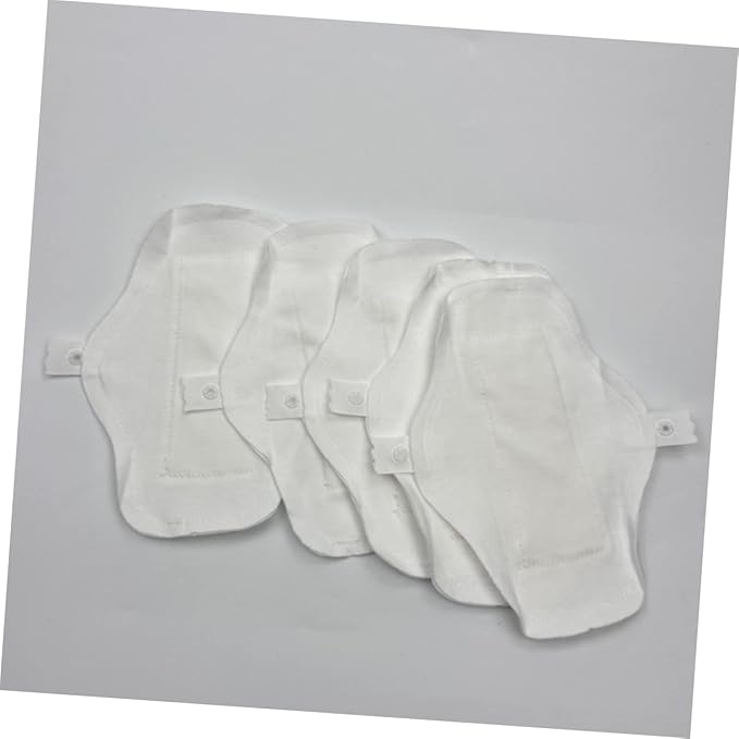 6Pcs Washable Reusable Sanitary Pads Menstrual Cloth Liners for Women White Period Pads for Everyday Use