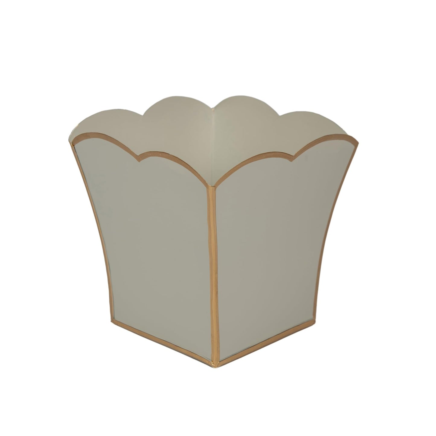 Jaye's Studio Decorative Square Cachepot Flower Pot, House Plant Pot Indoor, Modern Scalloped Planter, Boho Planter, Metal Pot - Floor, Tabletop, Porch & Window Planter for House Decor