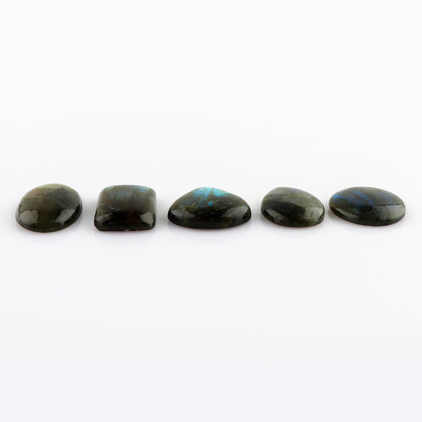 CRYSTALIS Wholesale 5pcs Natural Labradorite Loose Gemstone Bulk Cabochons Jewelry Making Supply, Chakra Healing Polished Stones, Wire Wrapping, DIY, Gem Collection