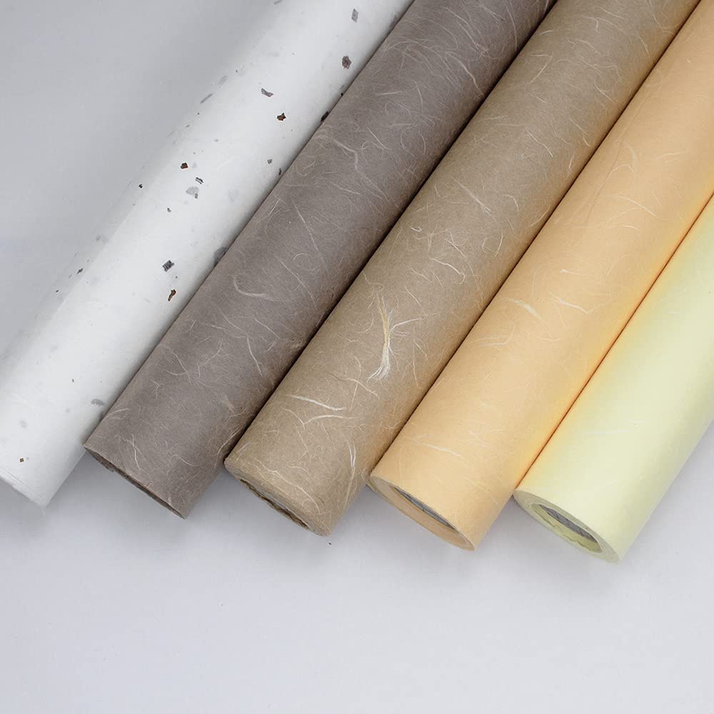 Korean Traditional Mulberry Paper, Colored Hanji Paper Roll, Natural Fiber Texture, Unyong (Brown, 21.3" x 787.4")