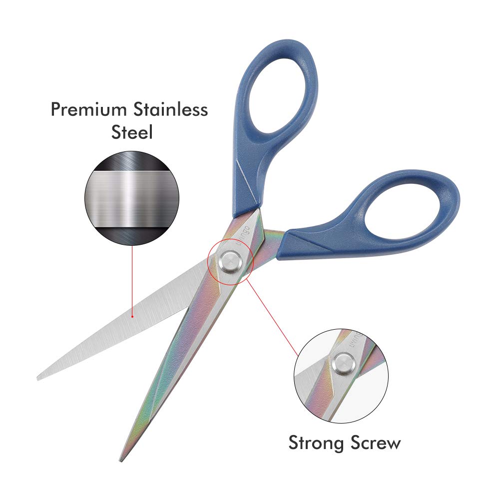 LIVINGO Scissors 7 Inch All Purpose Titanium Scissors Bulk 2 Pack, Left/Right Handed, Forged Stainless Steel Sharp Blade Shears Multipurpose for Home Offce School Student Sewing Fabric Craft Supplies
