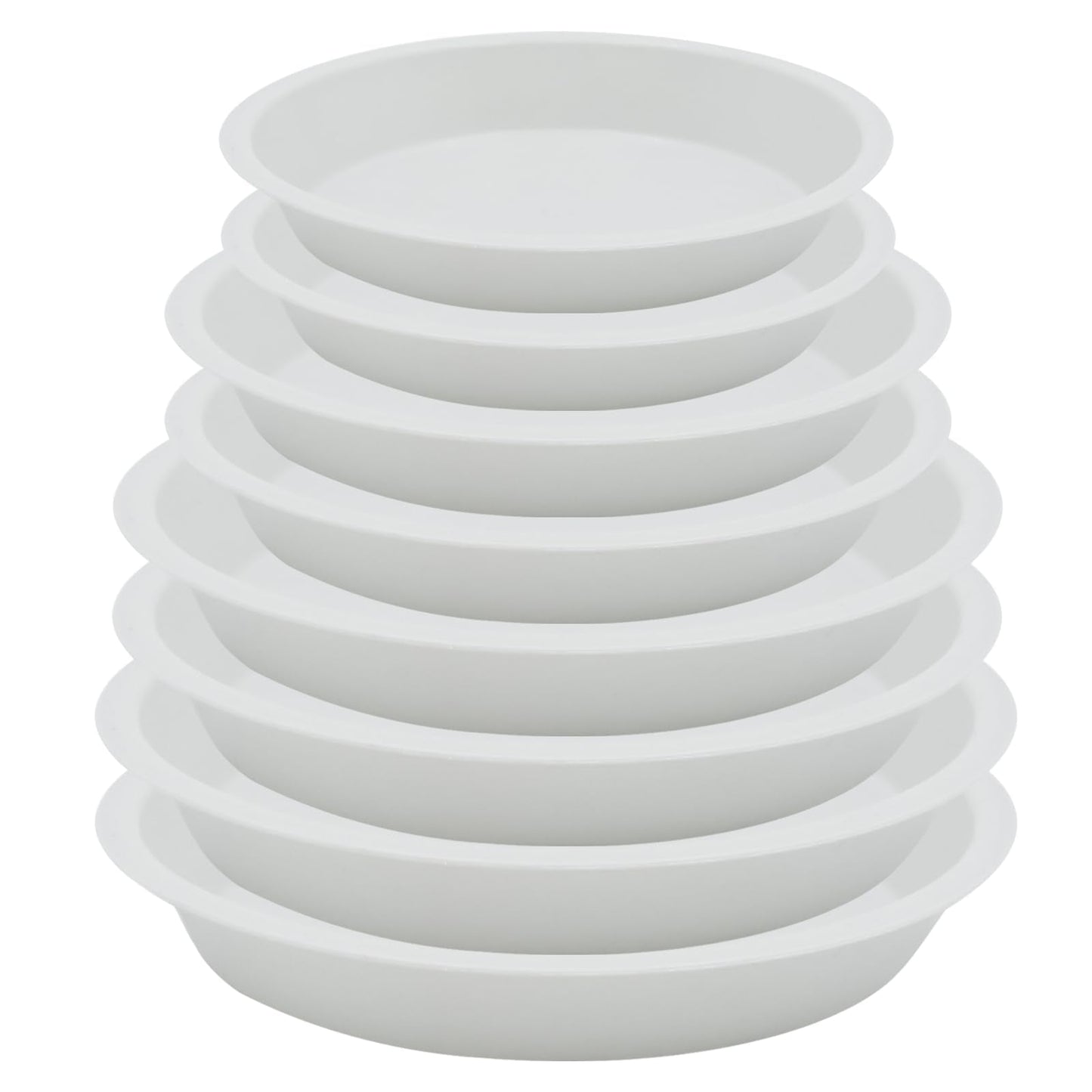 JAKOUE 4 Size Round Plant Saucer,8 Pack Pant Pot Trays, Plant Saucers for Indoors and Outdoors, Seed Starting Tray, Growing Trays,White（4",5",6",8"）