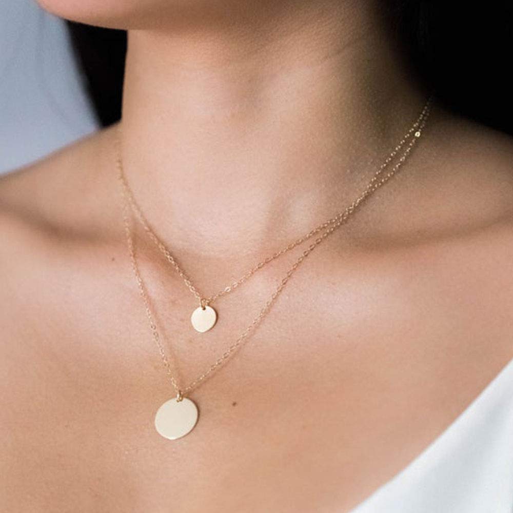 Turandoss Delicate Layering Disc Necklace Multilayer Adjustable Layered Necklaces for Womens Jewelry Necklace Choker