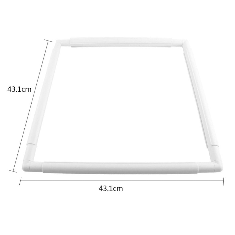 Square Embroidery Hoop Plastic Cross Stitch Frame White Cross Stitching Frame Sewing Hoop Handhold Craft Clip Frame Embroidery Snap Frame Hoop DIY Sewing Tools for Quilting 17x17 Inches