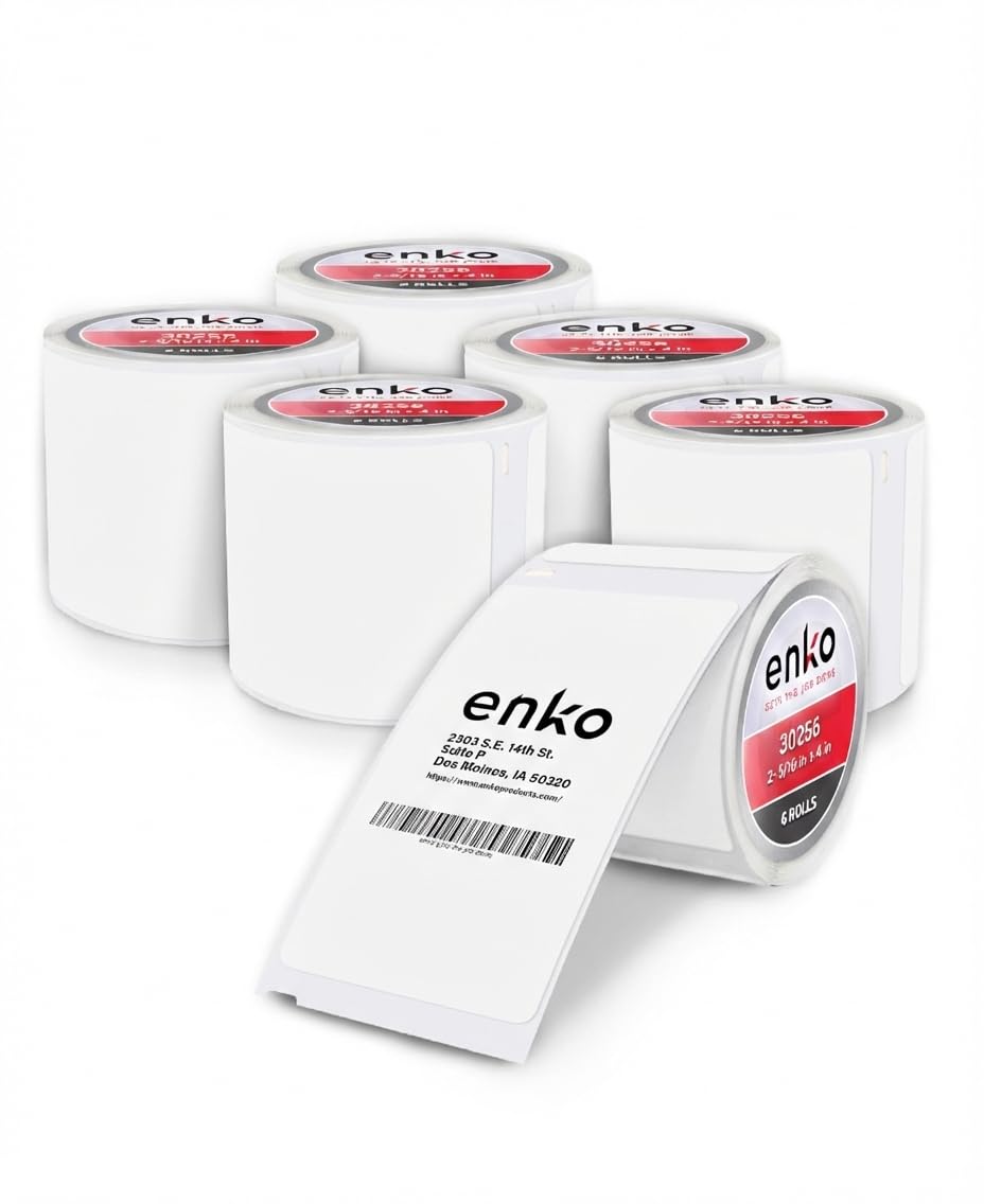 enKo (6 Rolls, 1,800 Labels) Address, Shipping & Barcode Labels 30256 (2-5/16 x 4") Compatible for Dymo LabelWriter