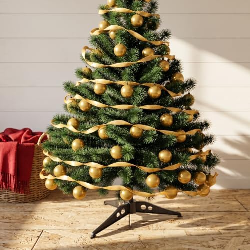 Healeved Compact Plastic Christmas Tree Stand Christmas Stand Stable Xmas Tree Holder for Home Use Detachable Black