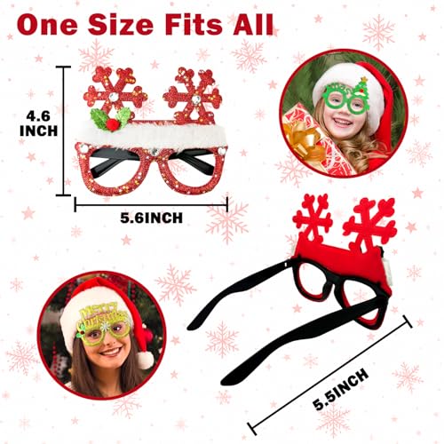 Christmas Party Favors Supplies 12 Pack, Universal Size Holiday Glasses Accessories, Xmas Party Prizes Photo Booth Props Decorations for Outfit, Christmas Goodie Bag Stocking Stuffers Gifts Giveaways - style: 12 PCS