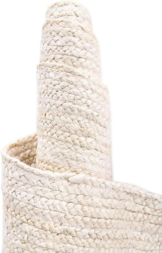 Handwoven Natural Jute Table Runner – Rustic Farmhouse Style, Natural Burlap Look – Eco-Friendly Table Decor for Dining Table, Weddings & Events,Size-14 x 144 Inches-White