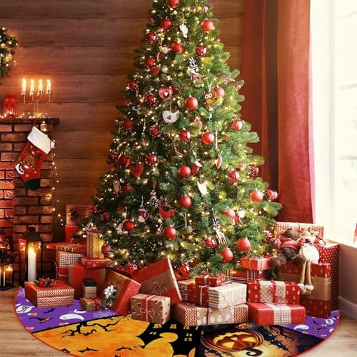 Halloween Tree Skirt Christmas Tree Ornaments Tree Skirt for Christmas Decoration Indoor and Outdoor Home Decoration Holiday Party Decorations 48""