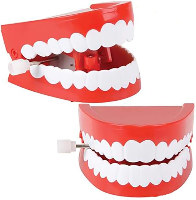 The Dreidel Company Wind Up Teeth Chomping & Chattering Teeth Toys for Kids Birthday Party Favors, Novelty and Gag Gifts, 2.5" Inches (4-Pack)