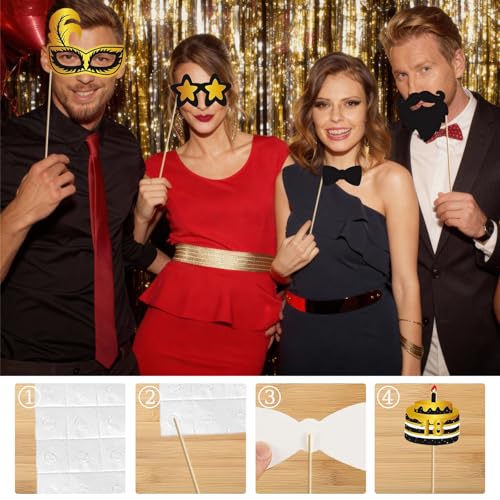 18th Birthday Photo Booth Props, Black Gold Inflatable Photo Booth Frame, 30PCS Photo Booth Props for Party Selfie Party Decorations and Gifts - size: 18th Birthday Inflatable Frame