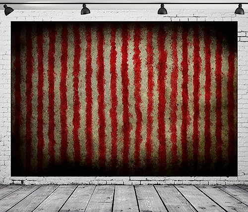 BELECO 15x10ft Fabric Evil Halloween Circus Backdrop for Photography Circus Carnival Bloody Red and White Stripes Scary Blood Splatter Party Decor Clown Banner Halloween Background Photo Studio Props - size: 15x10FT